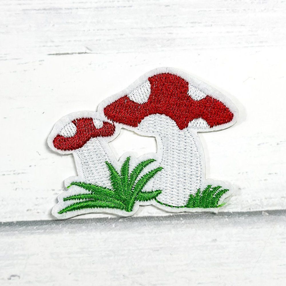 Wild  Magic Mushrooms Embroidered Iron On Sew On Applique Patch